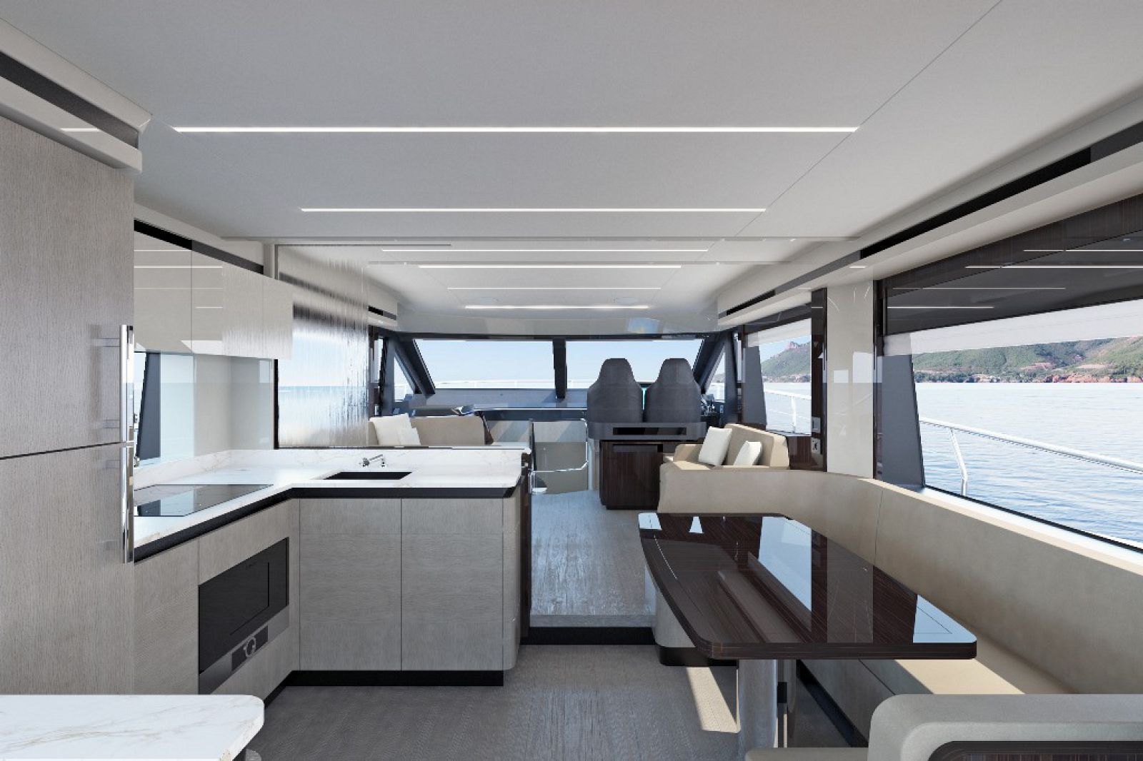 Absolute 62 Fly Salon and galley Absolute 62 Fly Salon and galley