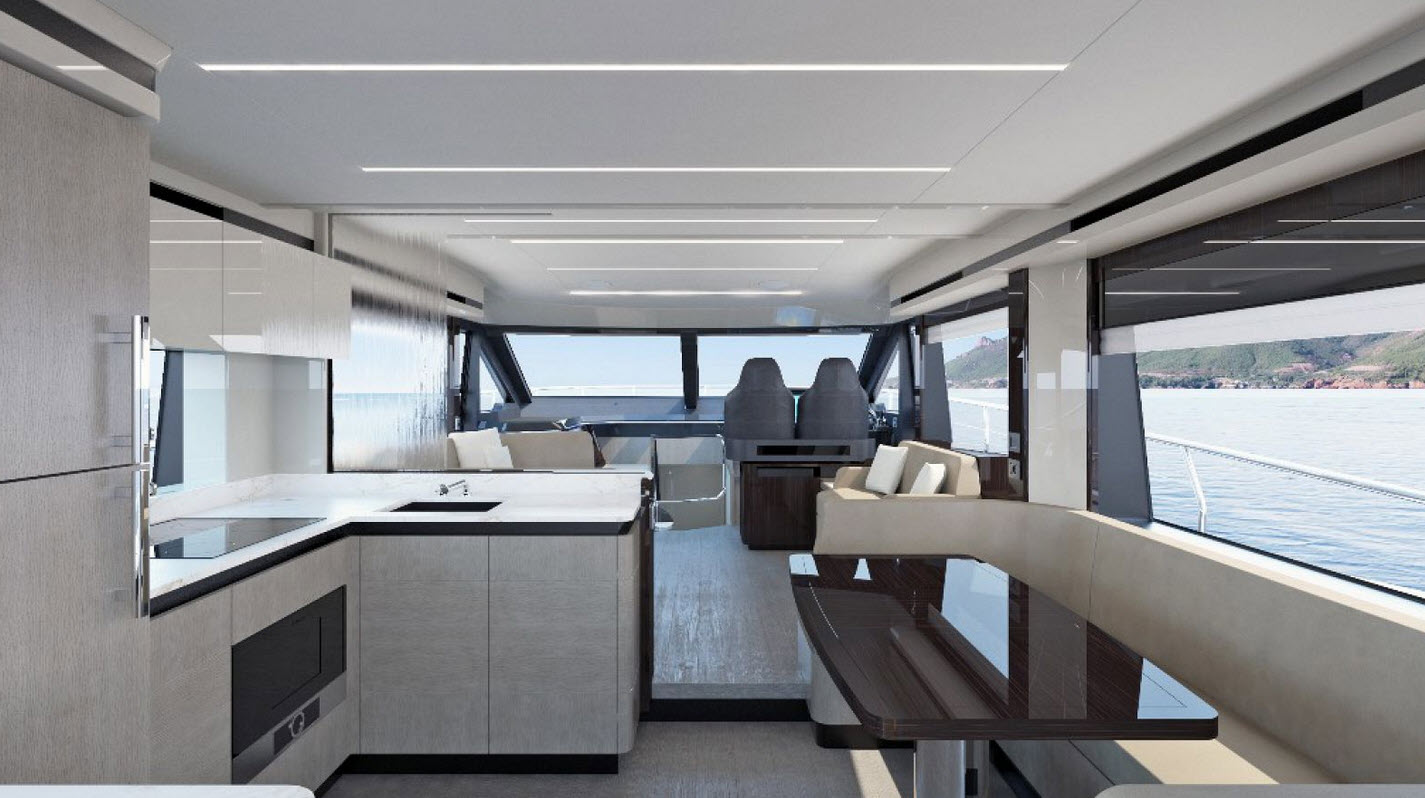 interior of absolute yachts 62 flybridge with empirbus