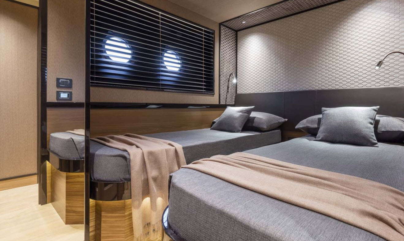 twin beds in guest stateroom