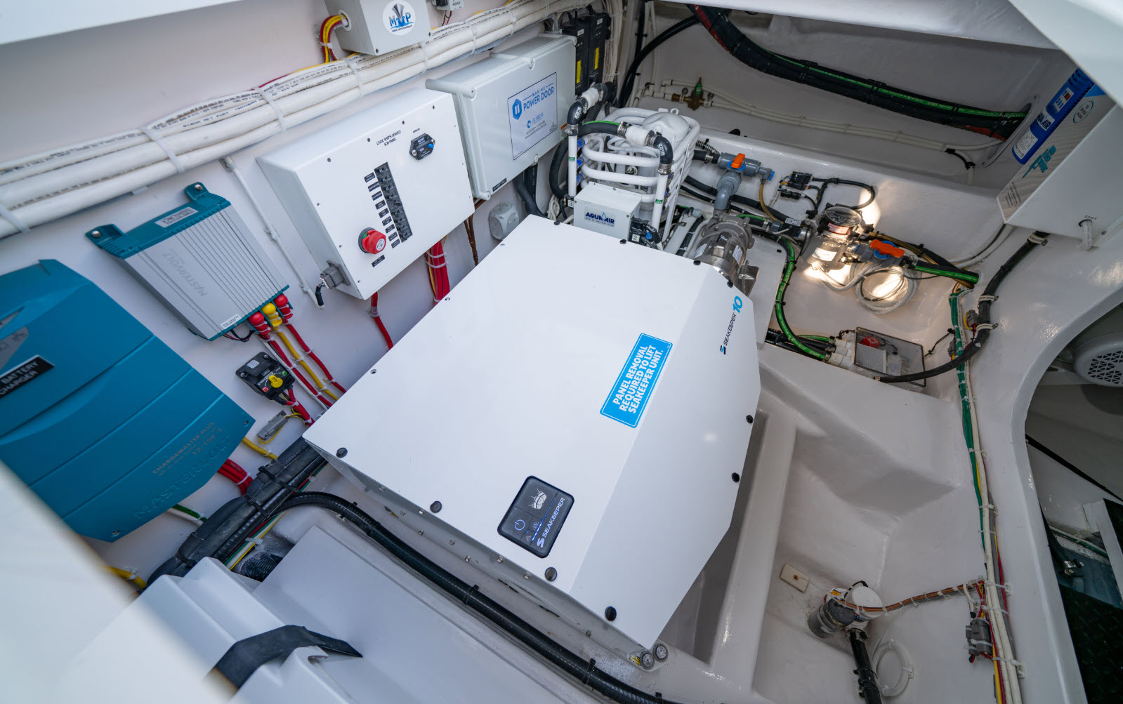 dedicated seakeeper gyro space on v55 sport yacht