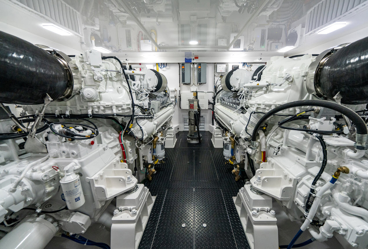 engine room inside the viking 82 convertible