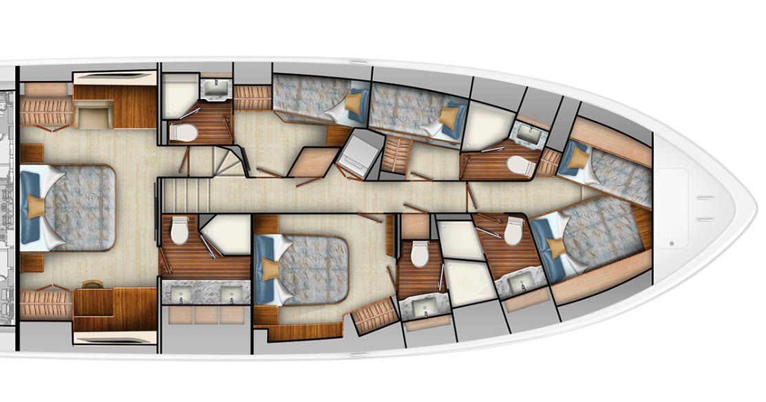 lower deck interior layout on the viking 82c