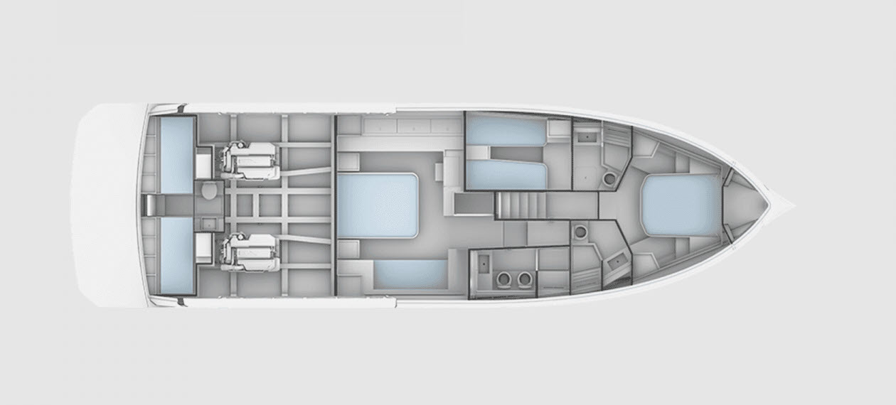 lower deck layout option with queen VIP