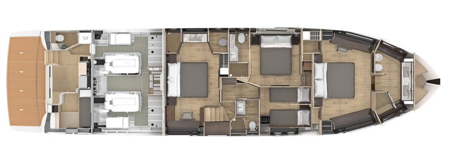 lower deck layout on the navetta 73