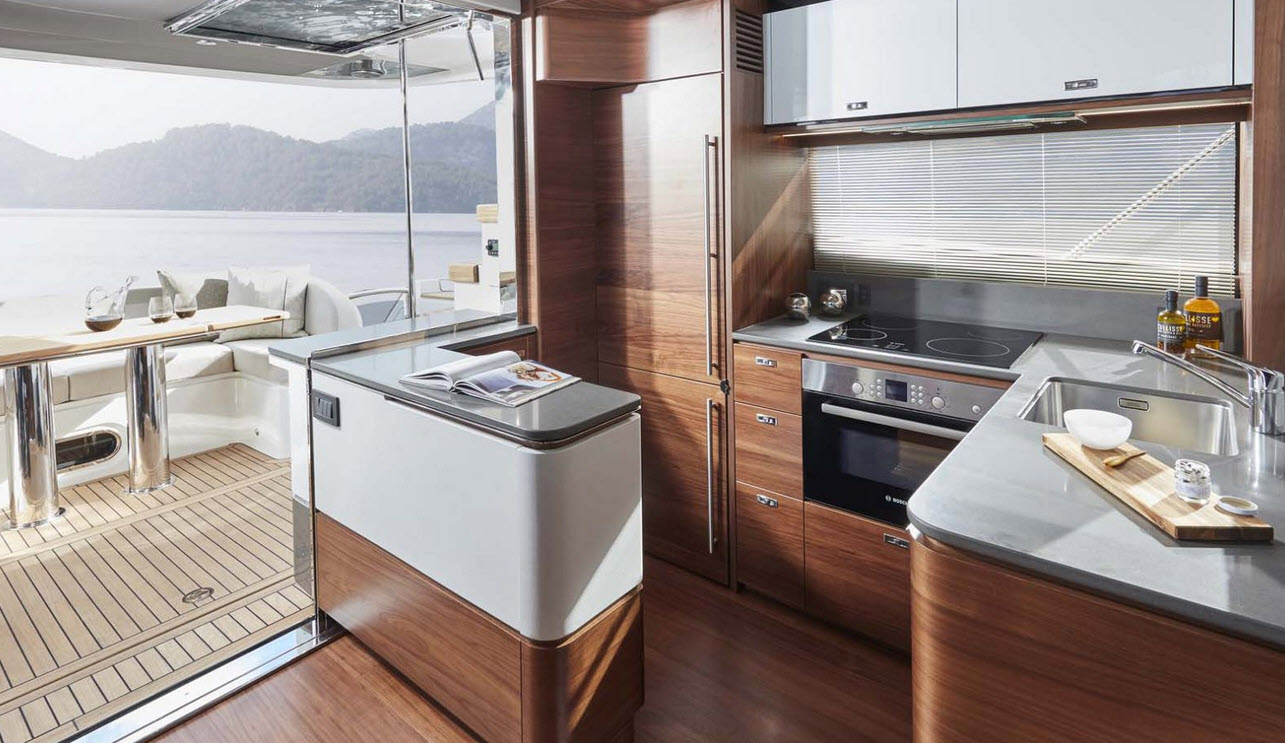 aft galley on the Princess 55 Flybridge