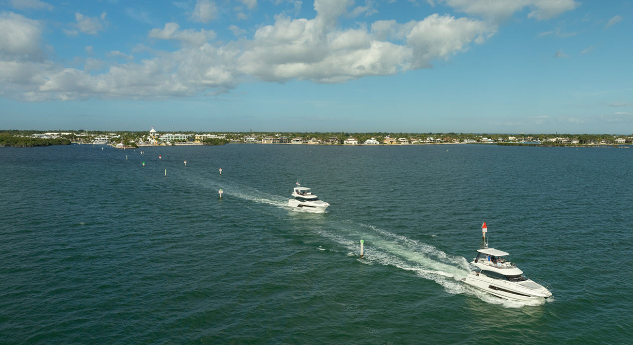 Two Prestige Yachts Navigate The Channel