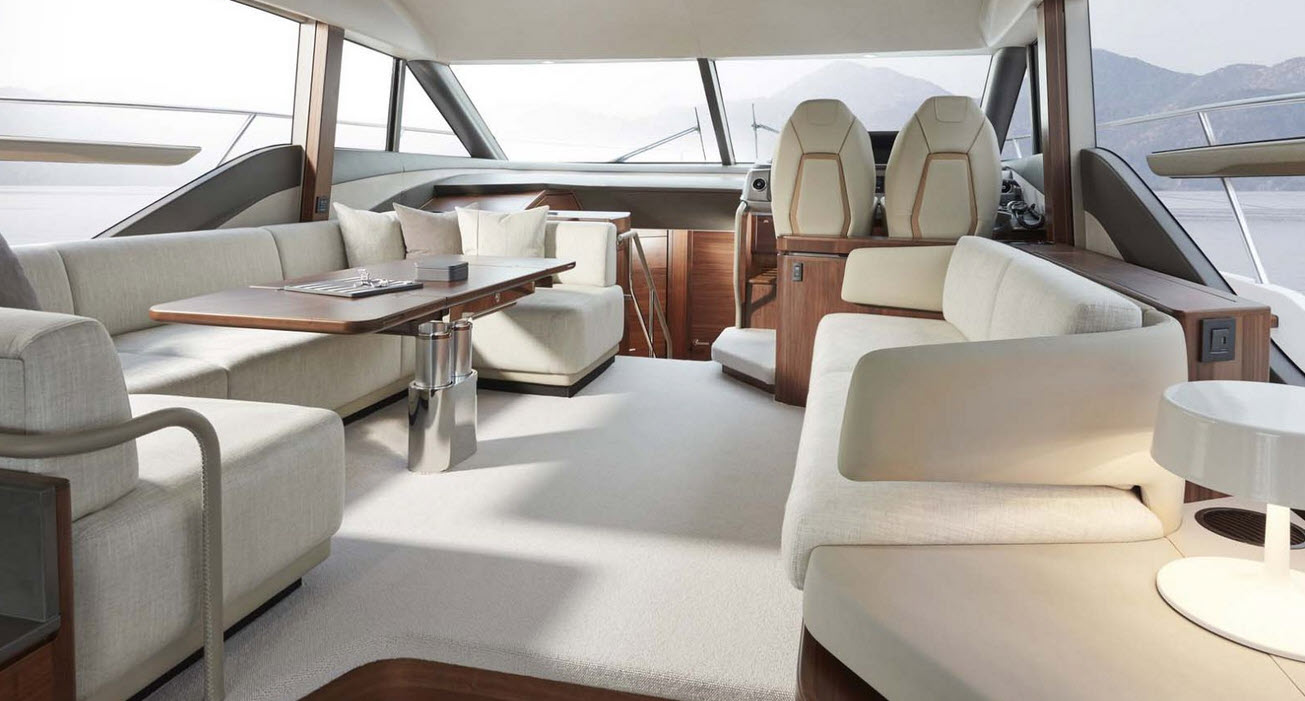 Dining area on board the princess f55