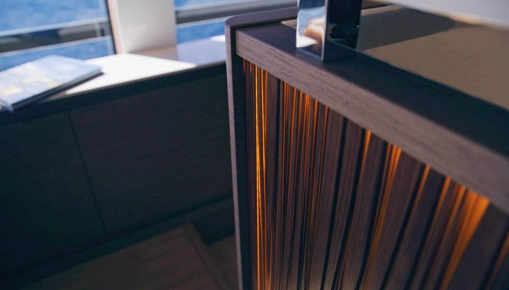 rounded corner on interior wood artwork