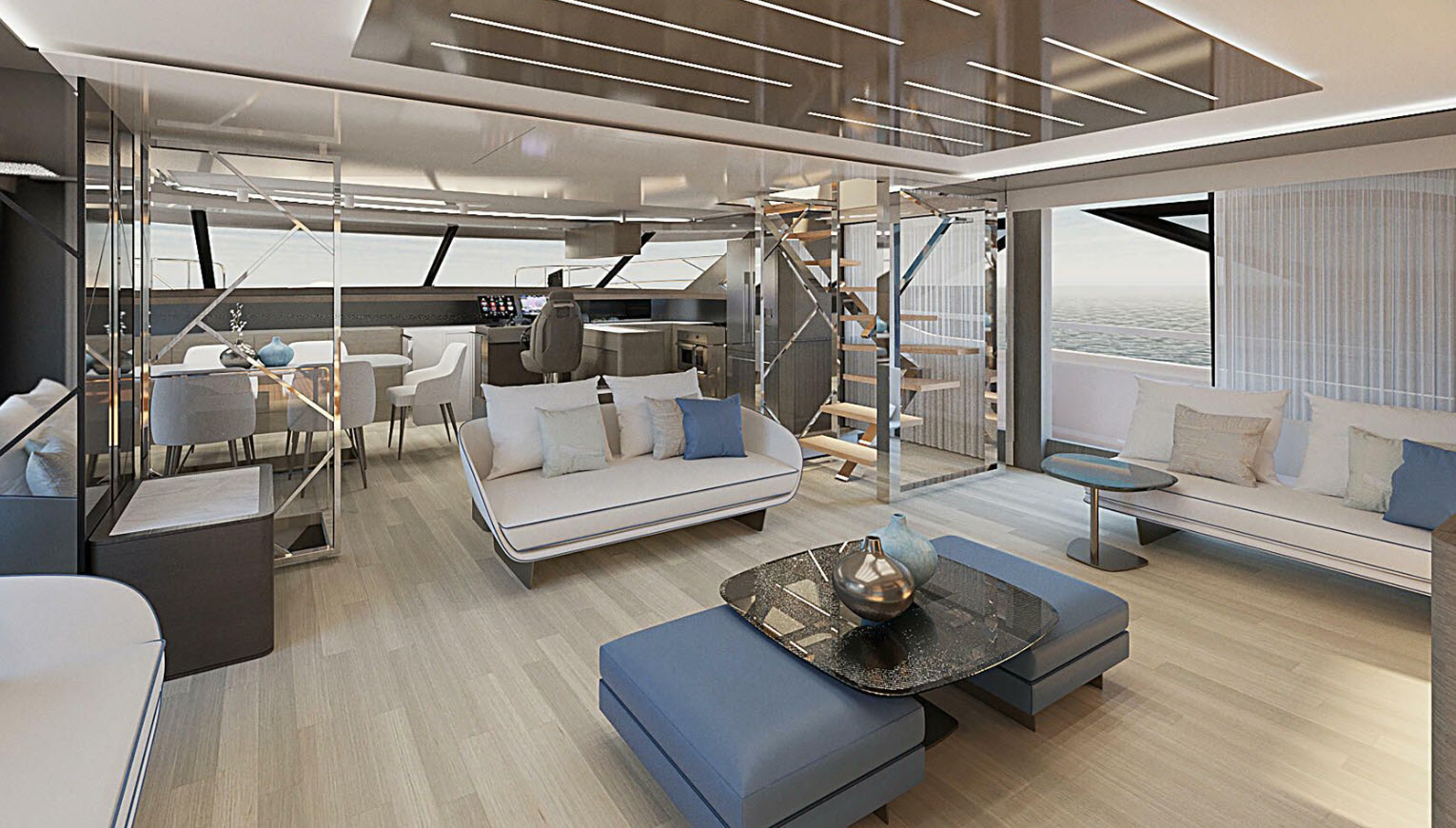 salon on the prestige m8 power catamaran