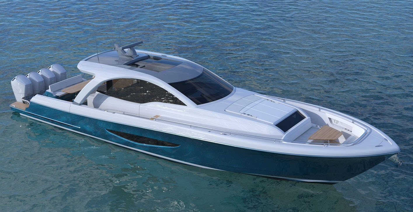 valhalla v55 sport yacht at norwalk boat show