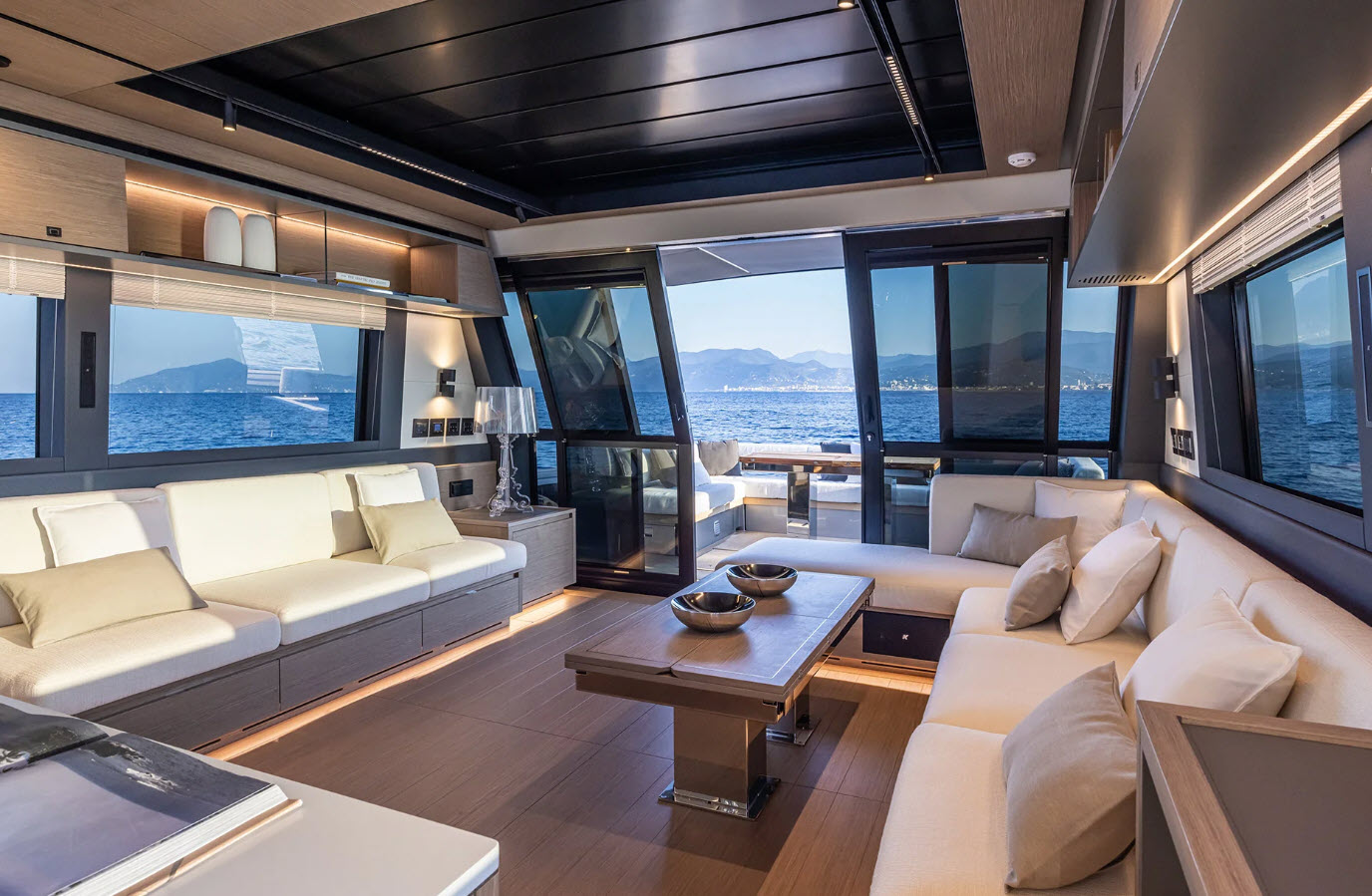 view of salon when galley is placed down gt75