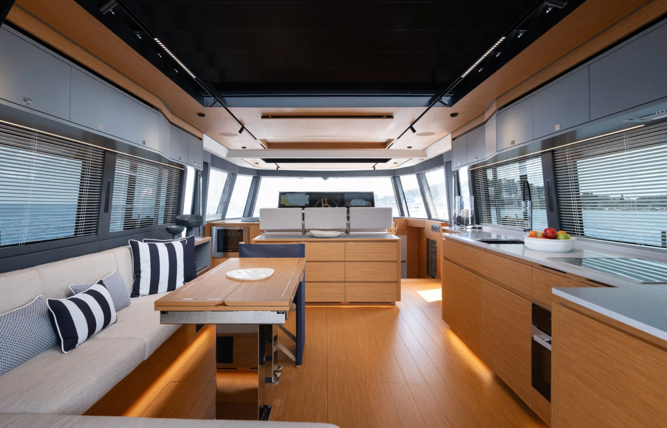 view of salon when the galley is placed up gt75