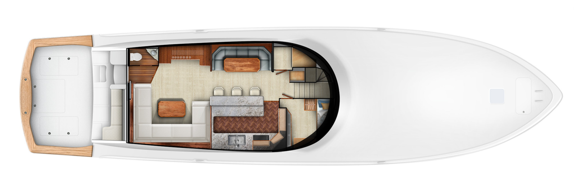 layout of the viking 82 salon with day head