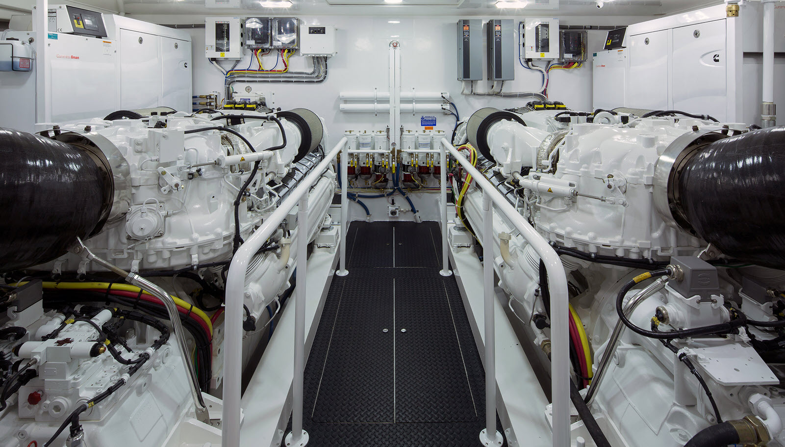 Viking 92 engine room with upgraded MTU