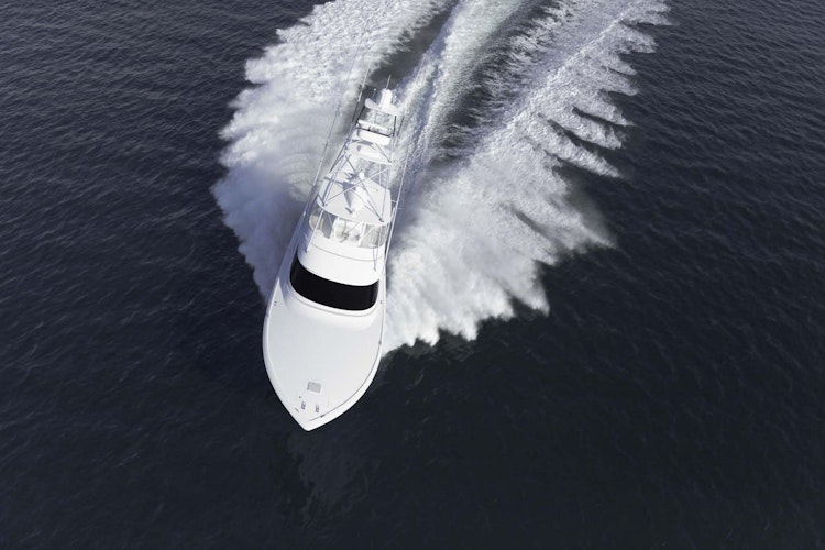 Viking Yachts 58 Convertible Running Birdseye view