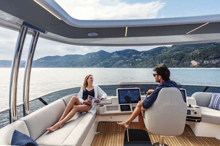 Relaxing on the absolute yachts navetta 68 flybridge