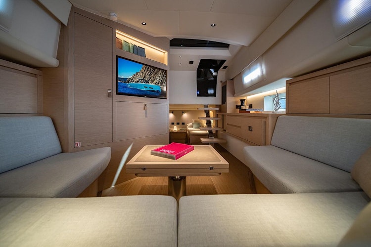 u-shaped couch in salon