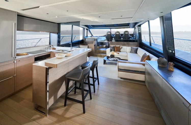 interior salon and galley of princess s80