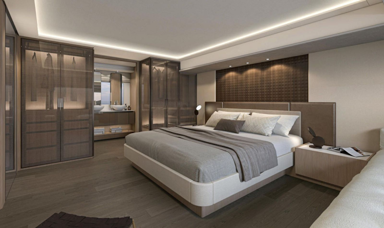 main cabin with king bed on prestige m7