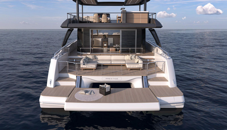 aft beach club on prestige m7 catamaran