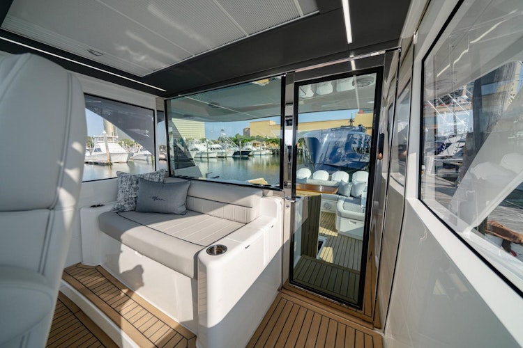 door to pilothouse on v55 sport yacht