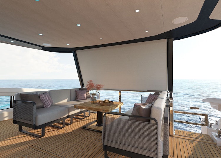 sun shade down over cockpit - navetta 58