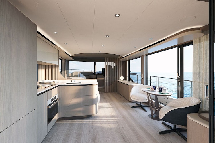 seating area on starboard side of salon - navetta 58