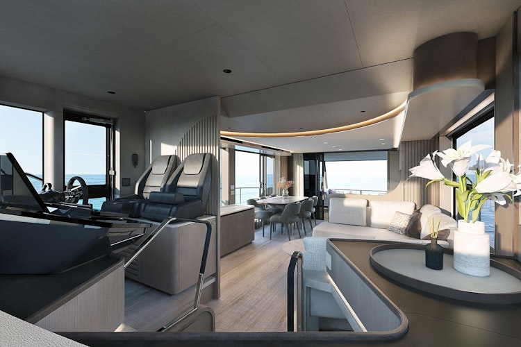 interior helm station on navetta 58