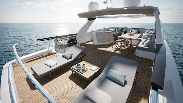 aft flybridge deck seating on navetta 66
