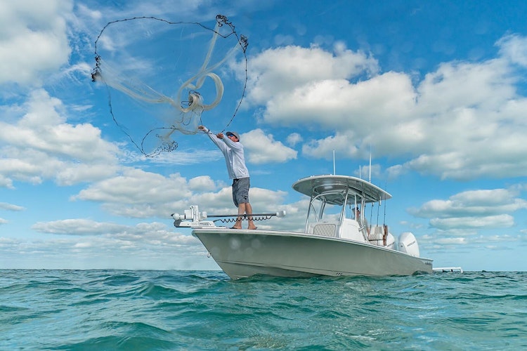 throwing net off of the bow
