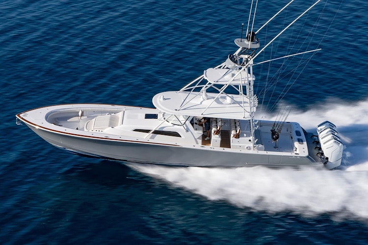 owner cruising to fishing spot on v55