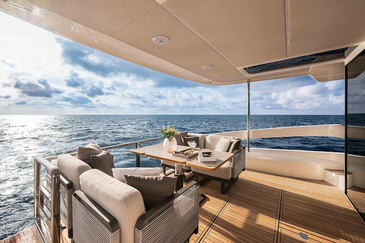 clouds building in horizon near the aft cockpit - navetta 50