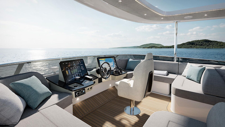 flybridge helm station - navetta 66 - sunrise aesthetic