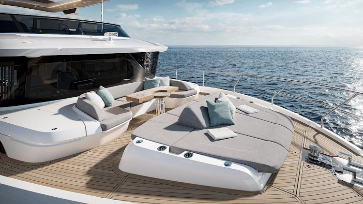 foredeck lounge and sunpads on the navetta 66