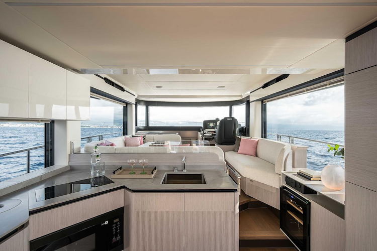 interior galley and salon layout of navetta 50