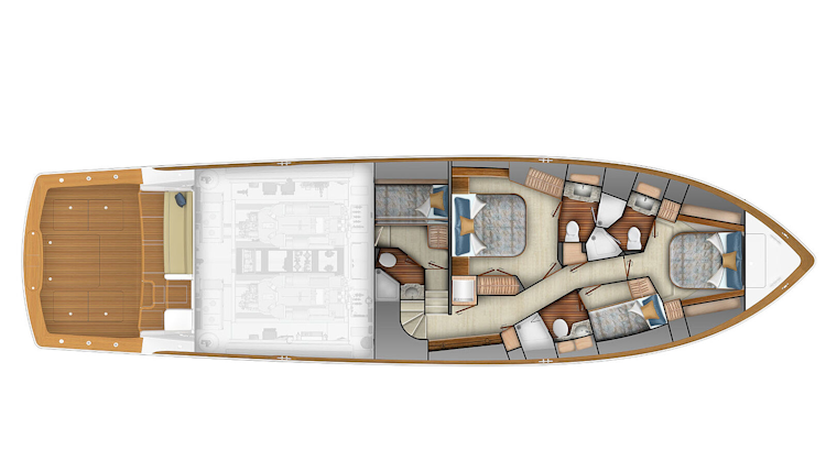 layout - 70 sky bridge - lower deck cabins