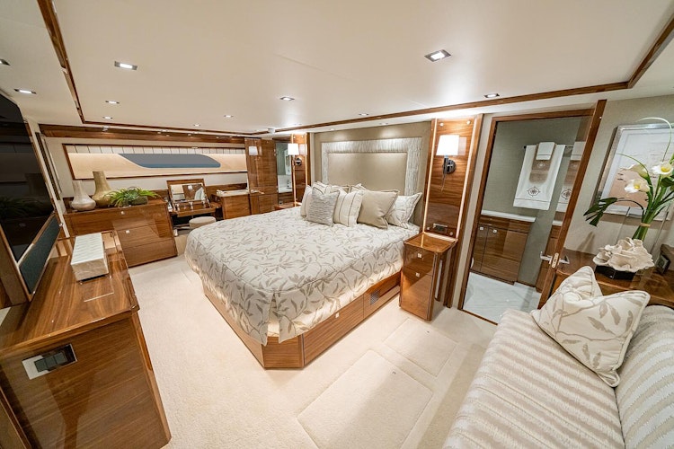 couch and seating in master stateroom