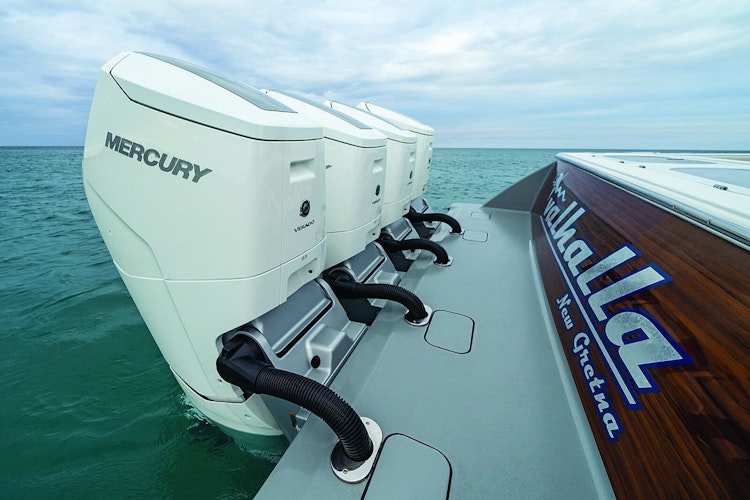 mercury outboard engines on transom of v55