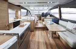 Princess Yachts V65 Express Salon Convertible Sofa Table and Dinette 
