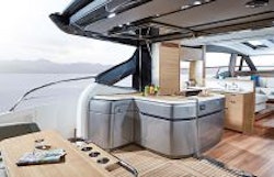 Princess Yachts V65 Express Cockpit Wet bar and Hardtop Overhang