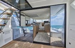 Prestige Yachts 590 Steel Salon Entry Sliding Door Access