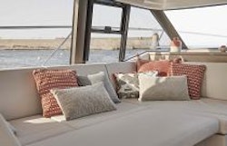 Salon couch on the Prestige Yachts 420