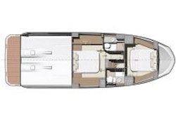 lower deck layout with 2 heads on the prestige 420