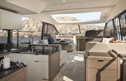 Salon and galley on the Prestige 590S