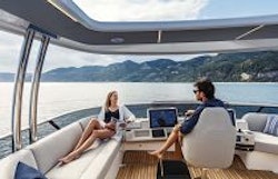 Relaxing on the absolute yachts navetta 68 flybridge