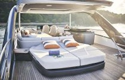 sunpads and seating on flybridge princess y85