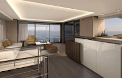 galley and sofas with aft sliding doors - prestige m7