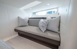 couch below deck on v55 sport yacht