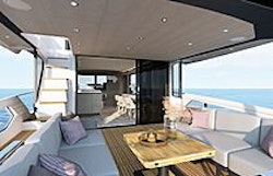 cockpit table and seating on absolute navetta 58