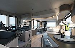 interior helm station on navetta 58